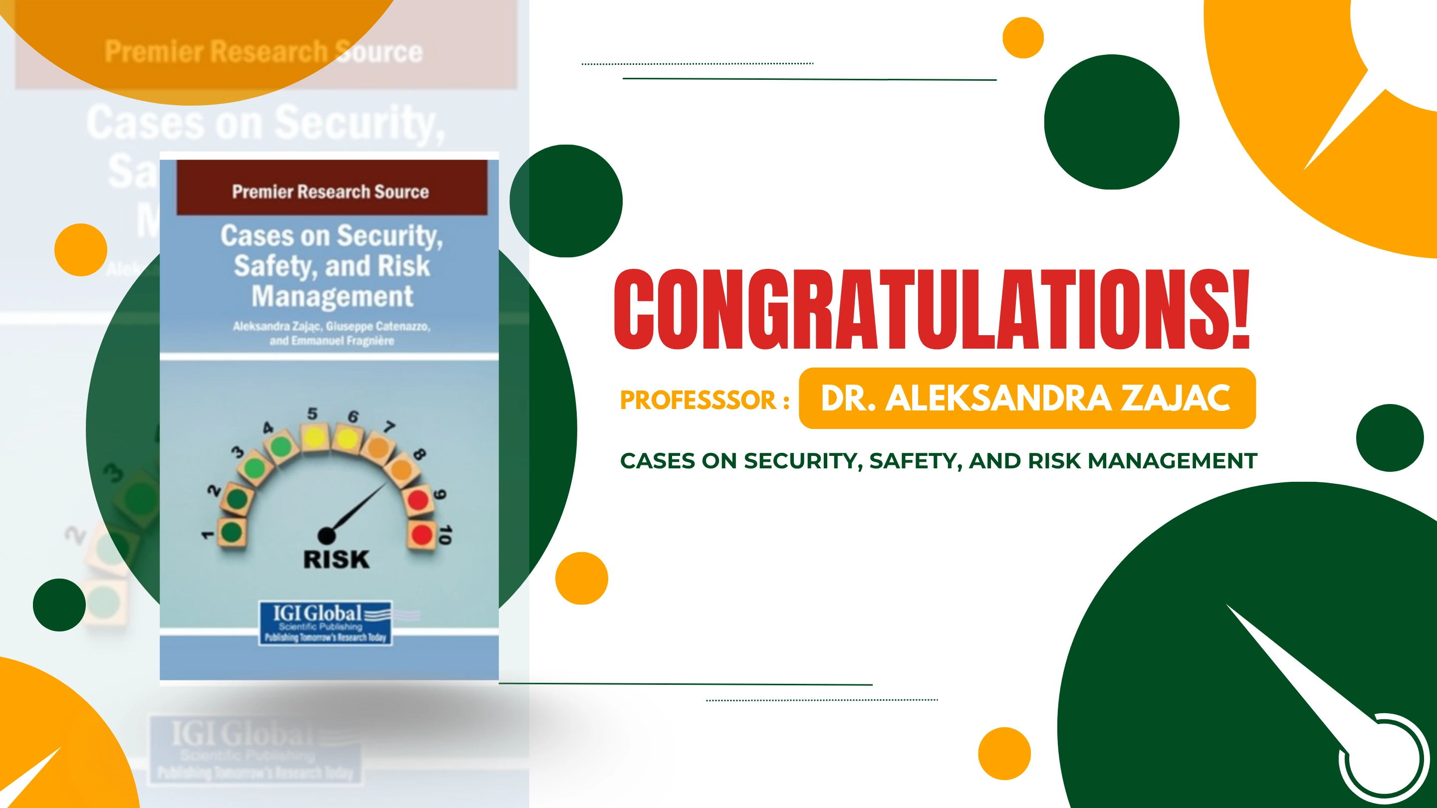 Celebrating Professor Aleksandra Zajac’s Latest Academic Milestone: A New Book Co-Edited on Security, Safety, and Risk Management