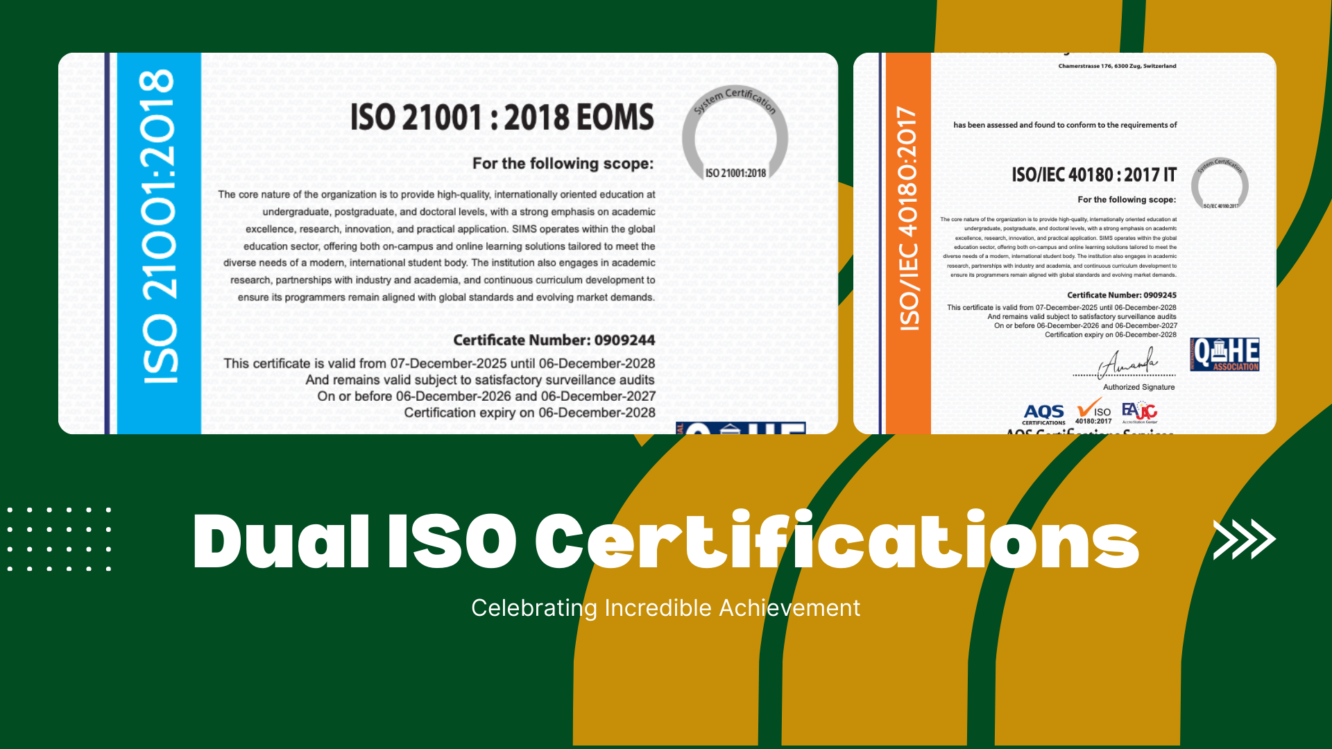 A New Year, A New Standard of Excellence: SIMS Achieves Dual ISO Certifications